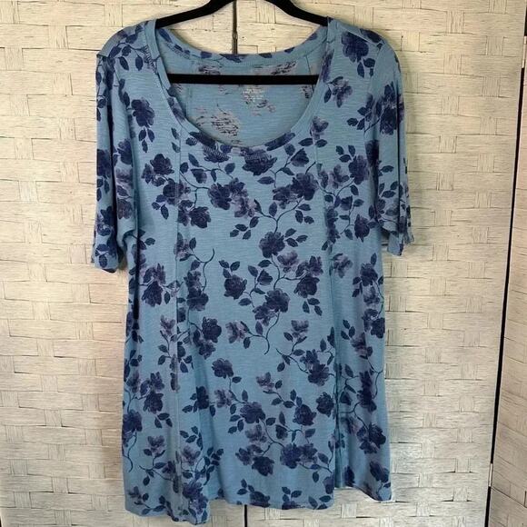 J. Jill Tops - J Jill pima scoop neck elbow sleeve Tee Shirt tunic floral soft casual normcore